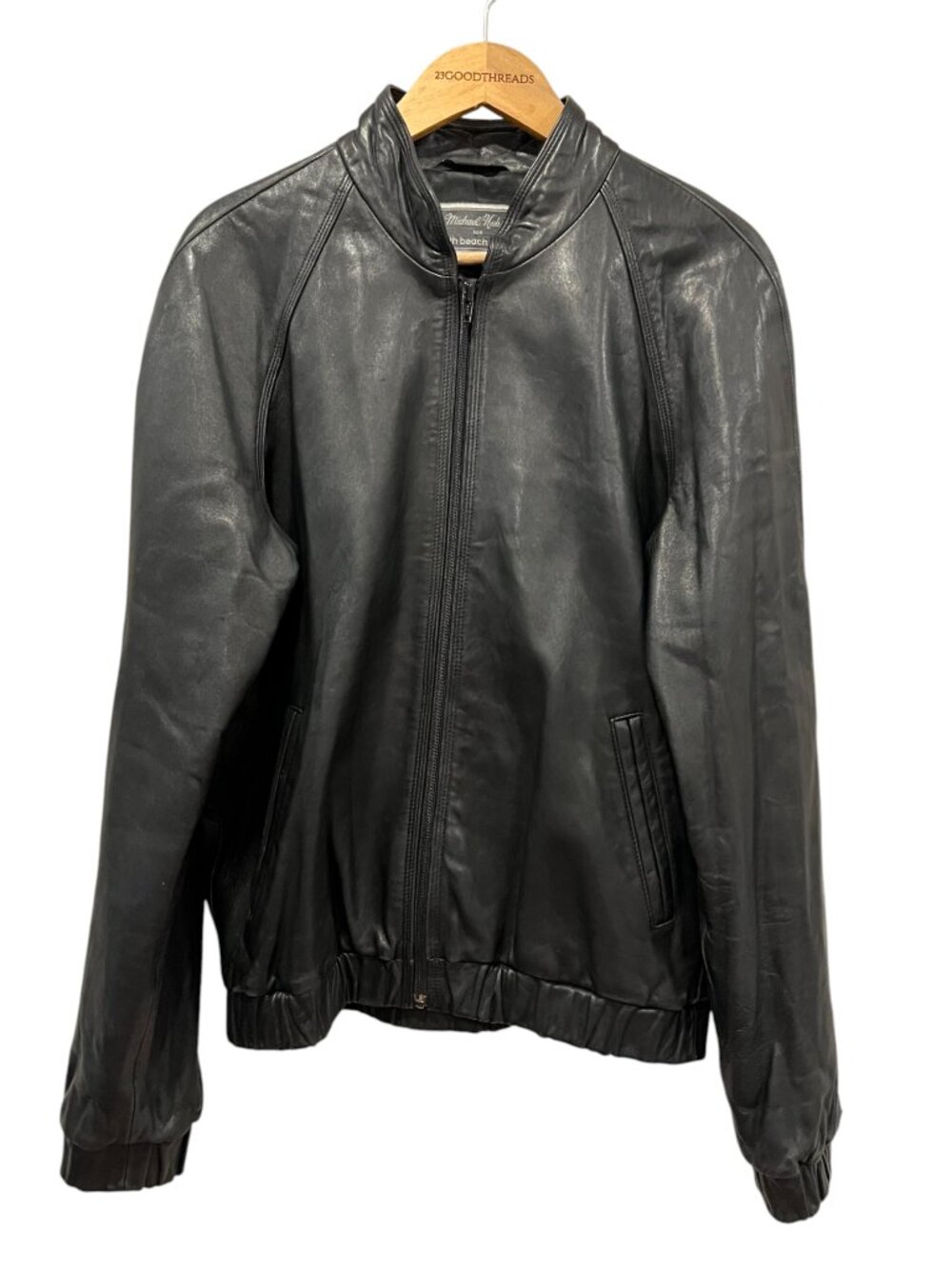 Michael Hoban for North Beach 90s Leather Bomber Jacket, Black, 38